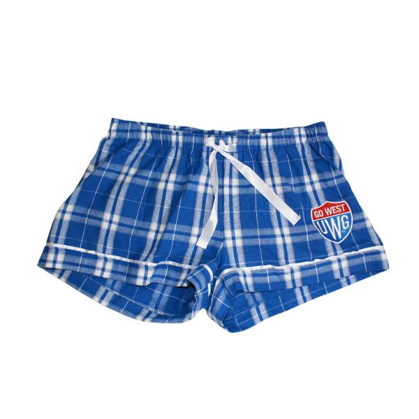 UWG SHIELD LOGO FLANNEL SHORTS; $28.99