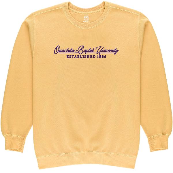 Ouachita Baptist University Pigment Dyed Fleece Crew; $49.99