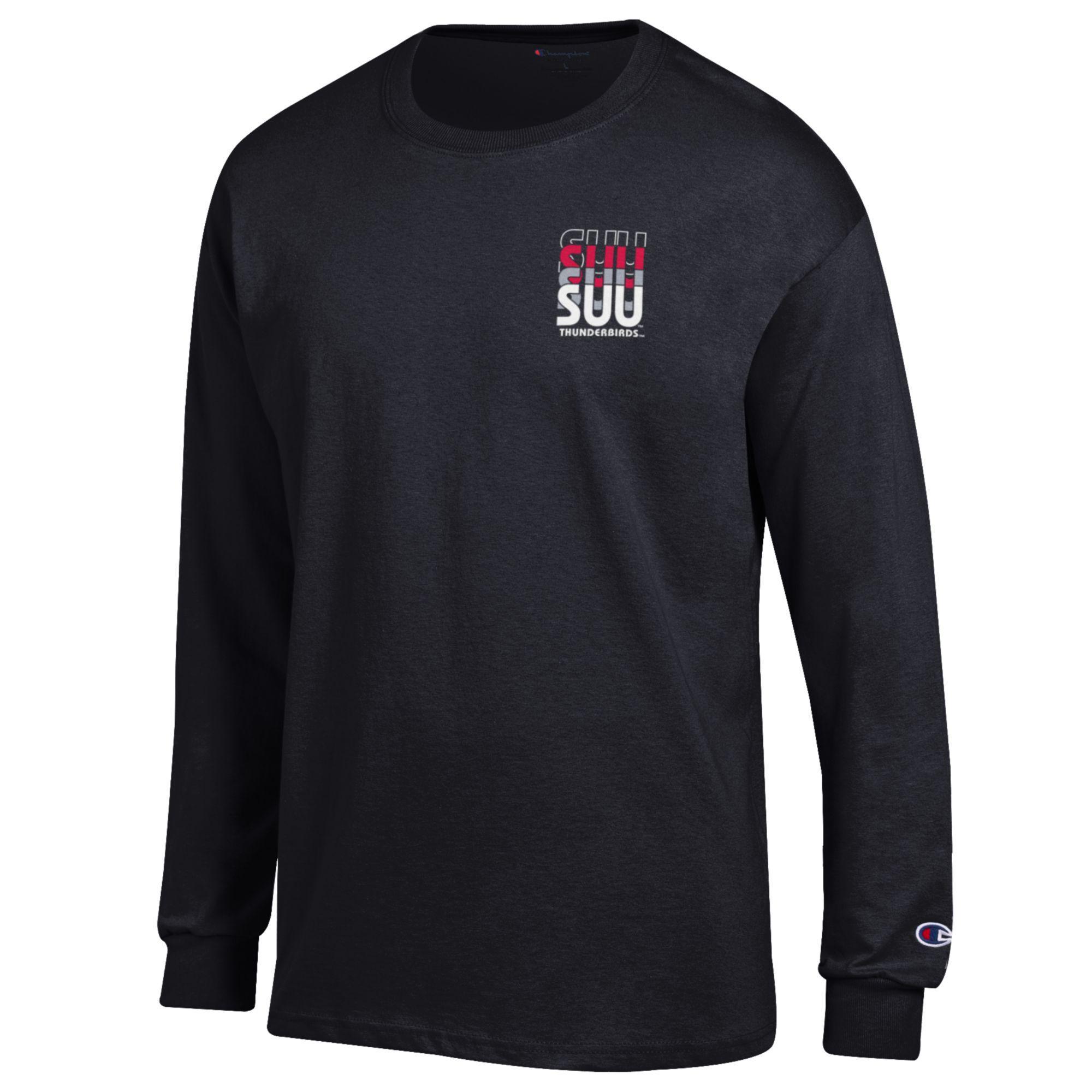image of: CHAMPION L/S TEE BLACK SUU THUNDERBIRDS LEFT CHEST/BACK