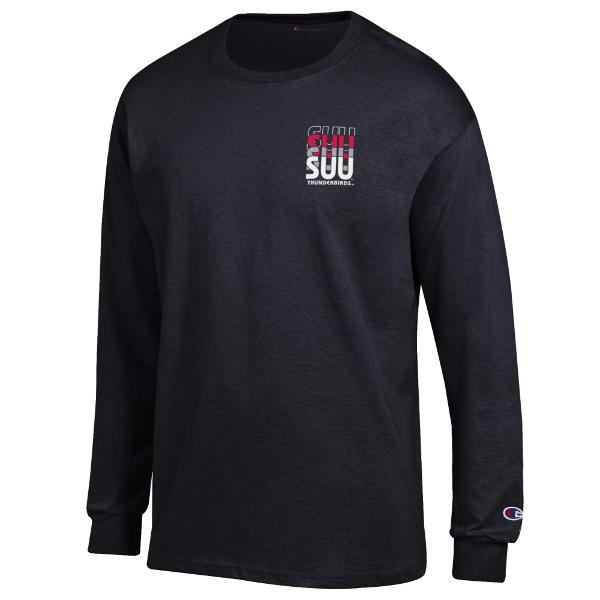CHAMPION L/S TEE BLACK SUU THUNDERBIRDS LEFT CHEST/BACK; $32.99