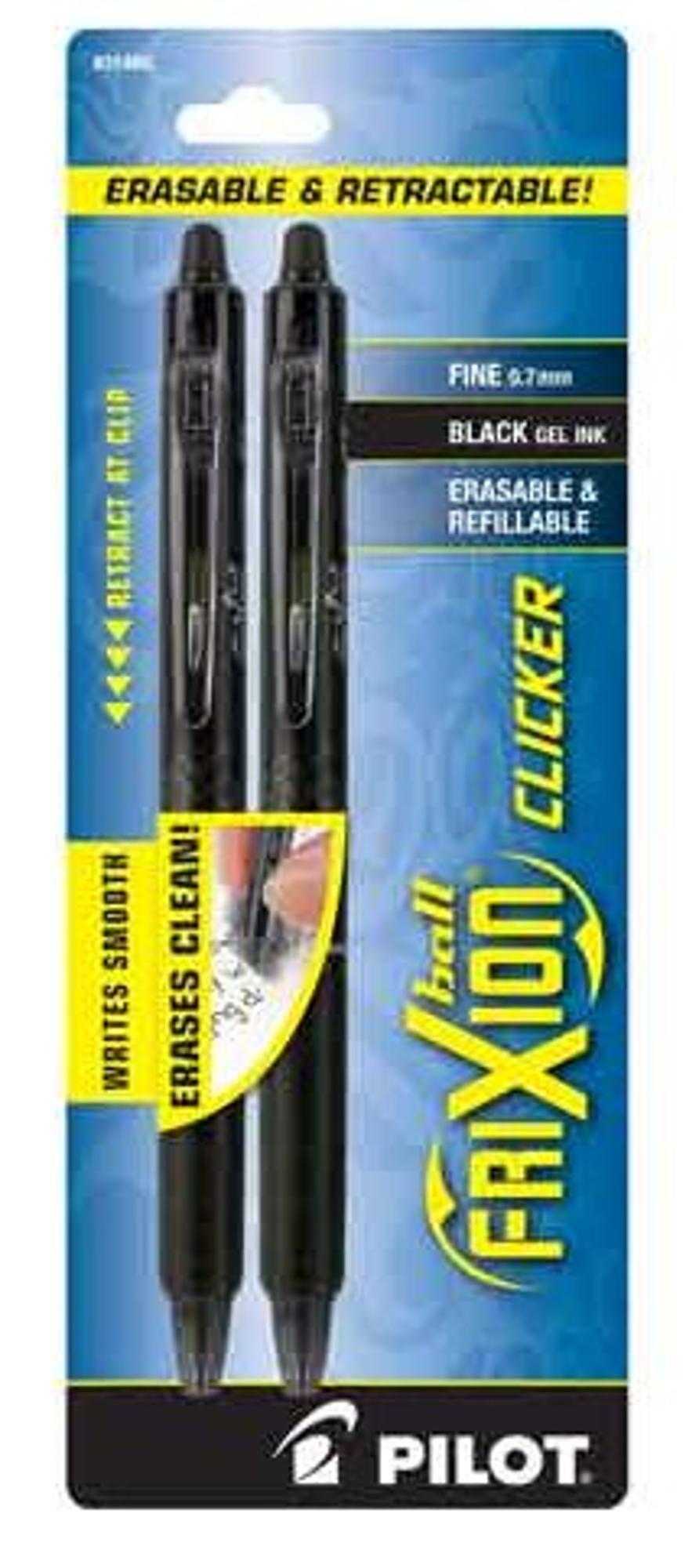 image of: FriXion Ball Clicker Retractable Erasable Gel Ink Pens Black .7mm 2pk