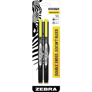 image of: Zebrite Double-Ended Highlighters Yellow 2pk