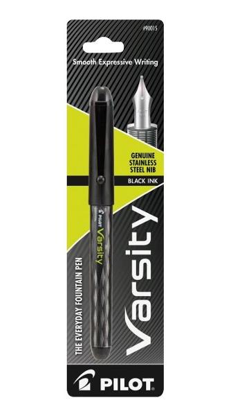 PILOT VARSITY FOUNTAIN PEN - Black Medium; $3.49