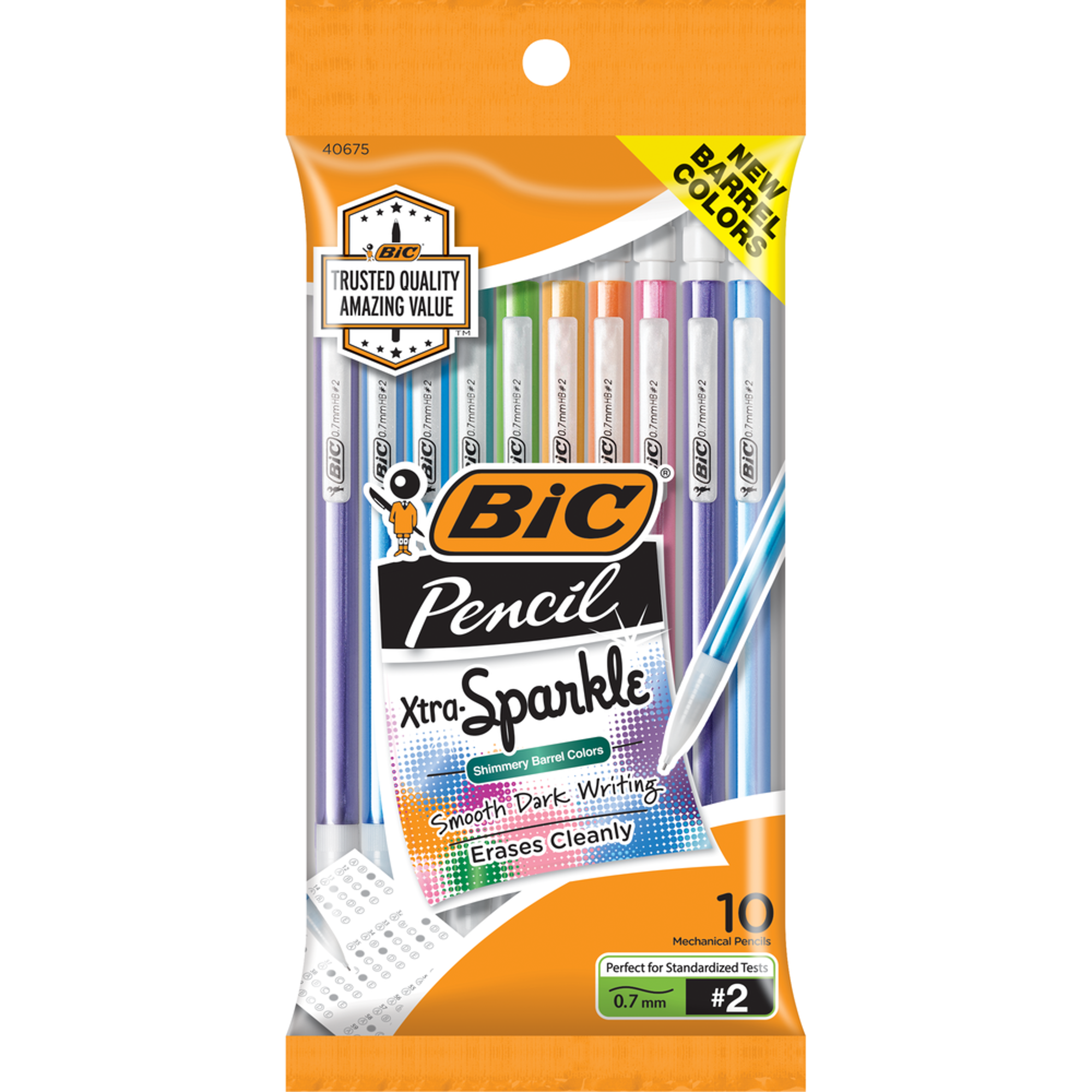 image of: BIC Xtra Sparkle Mechanical Pencil - Black .7mm 10Pk BP Colorful Barrel