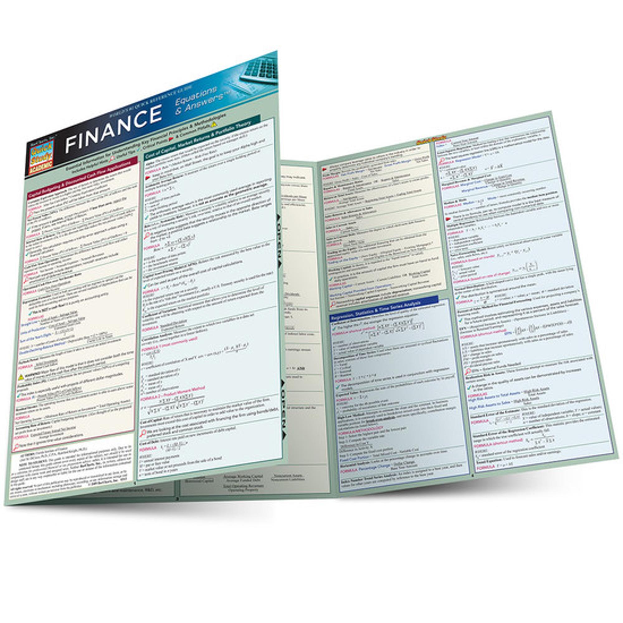 Cover image for FINANCE EQUATIONS AND ANSWERS LAMINATED STUDY GUIDE