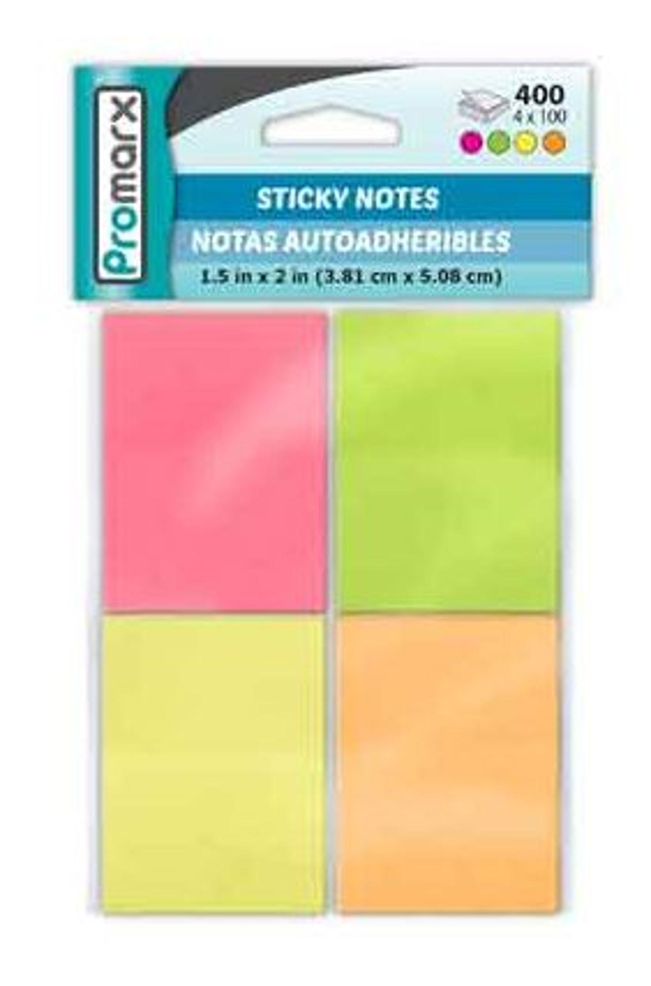 image of: Promarx Sticky Notes 1.5x2 Neon 4pk