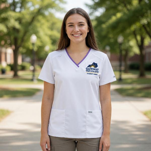 Women's White Nursing Scrub Top; $25.99