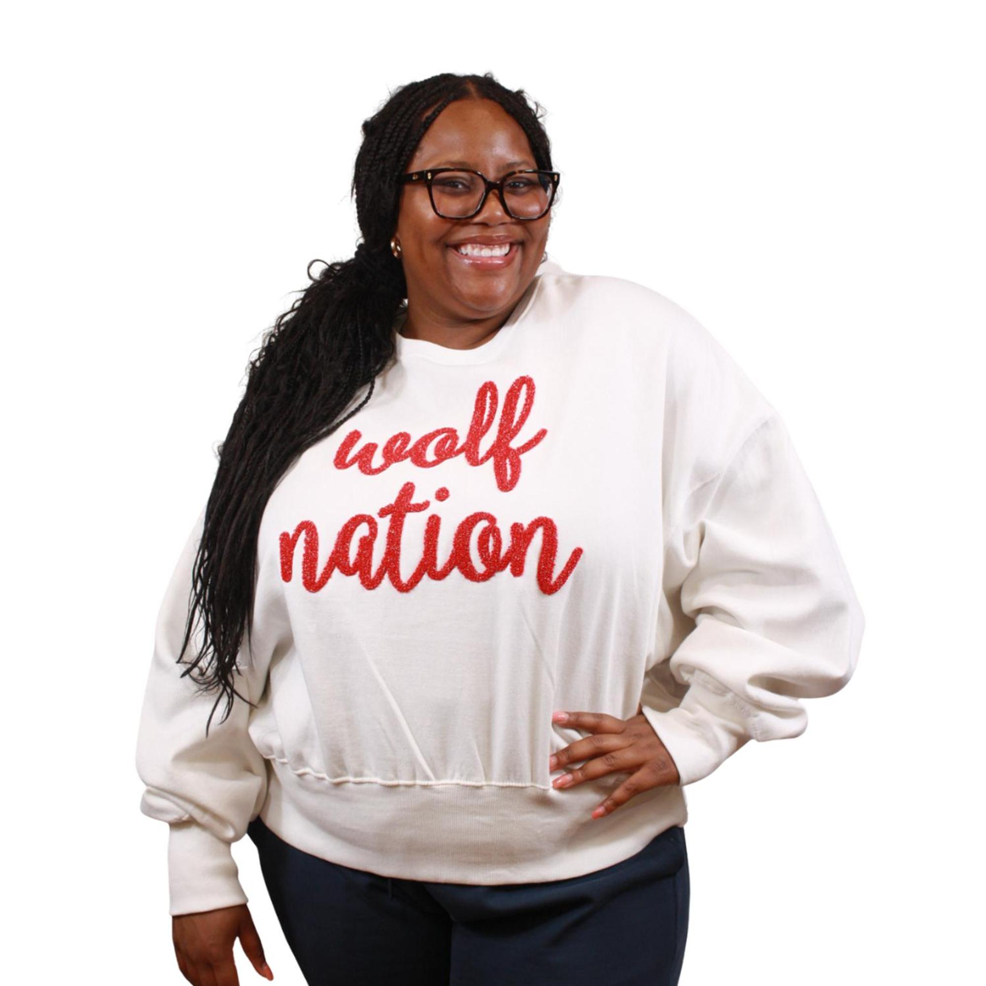 Product image 2 of 3 for WOLF NATION TEXT "CHELSEA" DOLMAN CREWNECK