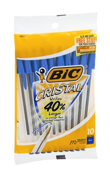 image of: BIC Cristal Blue Pens- 10 pack