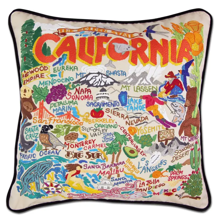 image of: Catstudio California 20in x 20in Hand-Embroidered Pillow