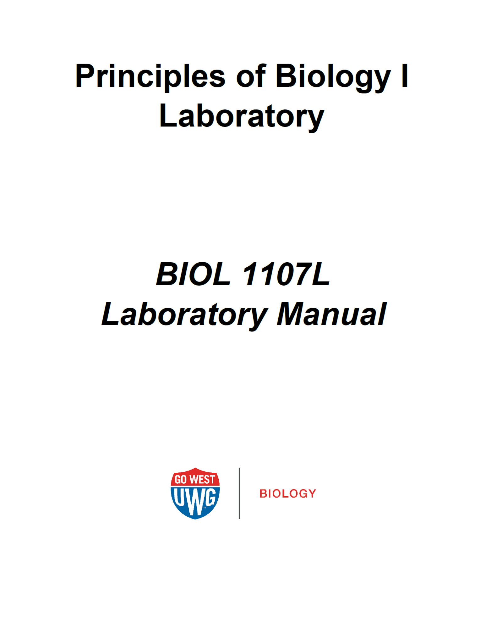 Cover image for BIOL 1107L LAB MANUAL - SUMMER 2026