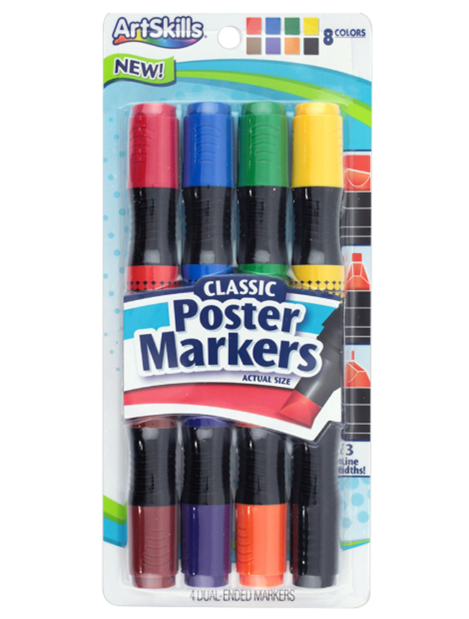 image of: Permanent Dual-Ended Poster Markers - Asst, 4pk