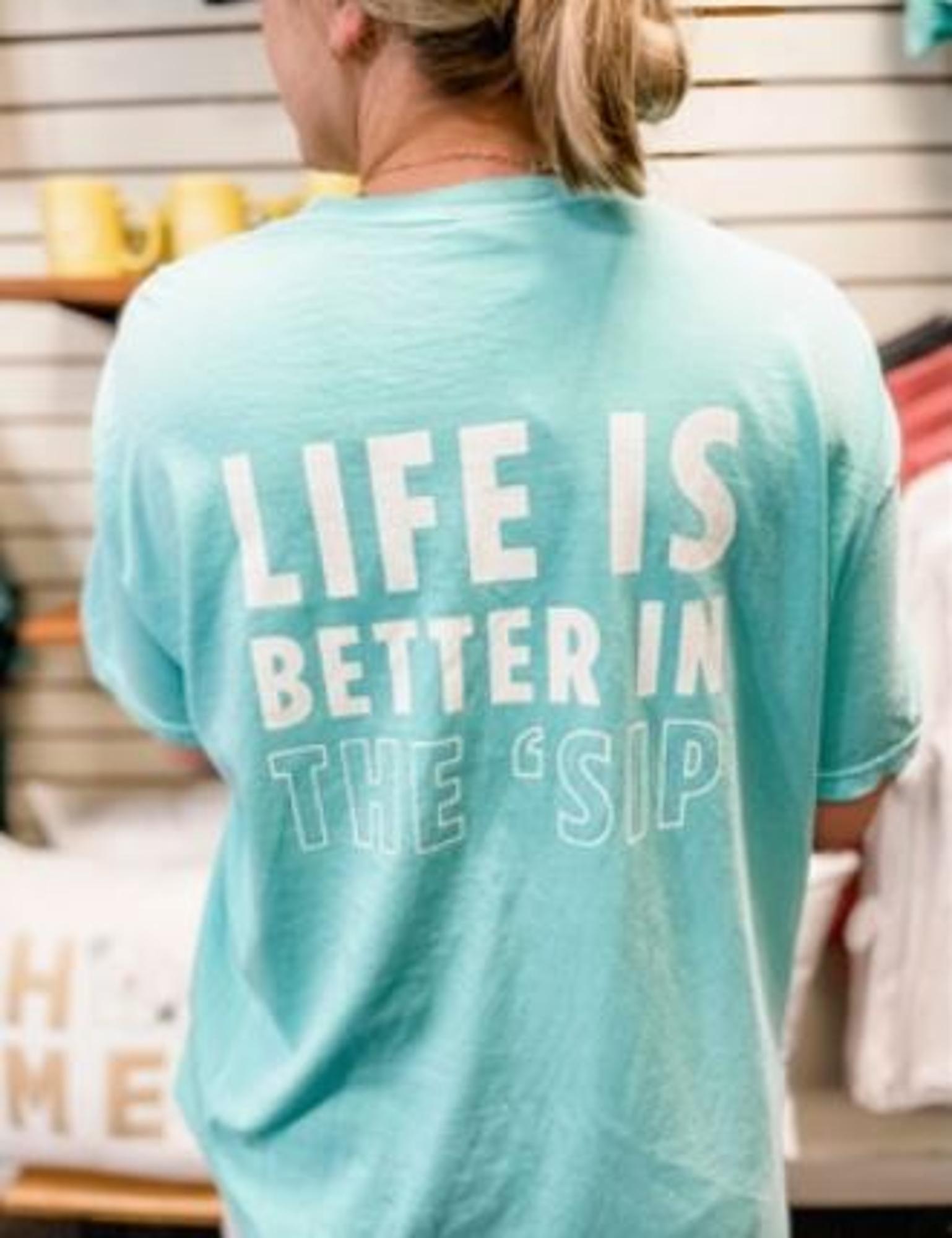 image of: Comfort Colors Life Is Better in the Sip Tee Chalky Mint