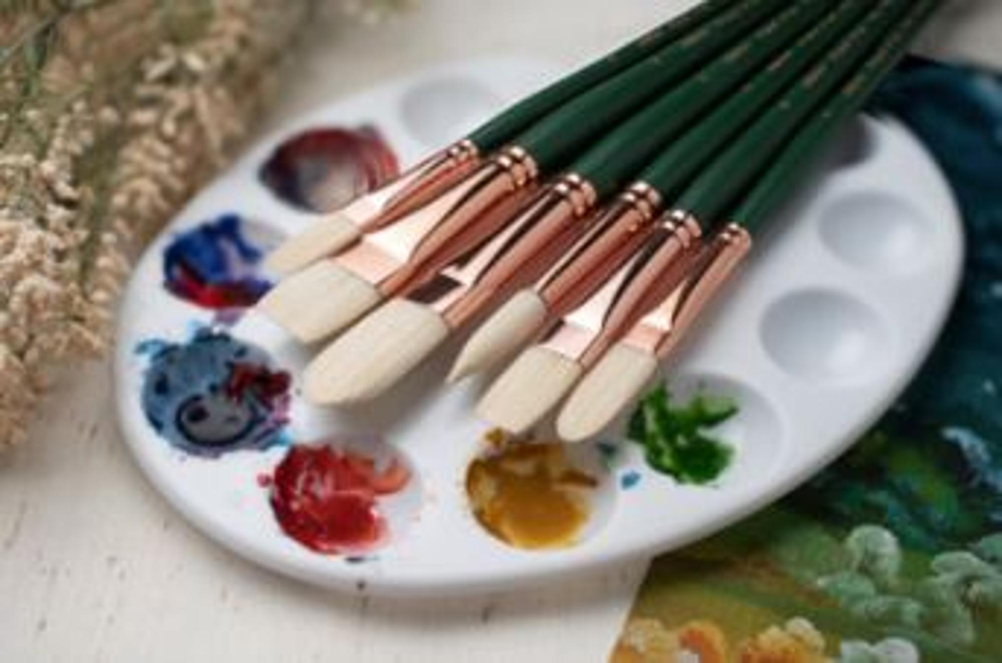 image of: Grand Prix Hog Bristle Long Handle Brushes Filbert/Round 8