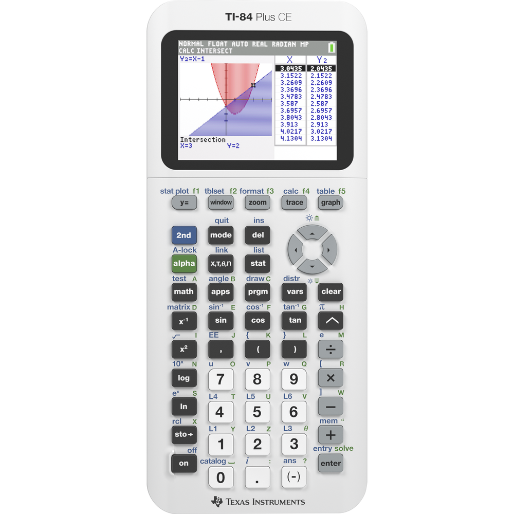 Cover image for TI84 Plus CE Graphing Calculator - White