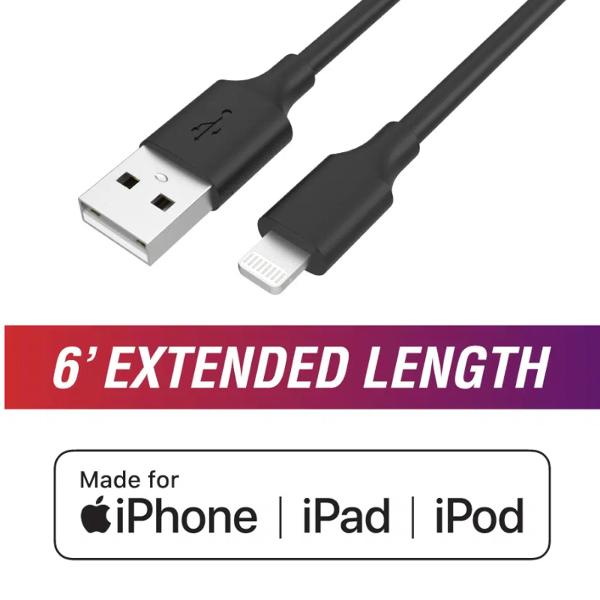 6' Lightning to USB-A Black; $12.99