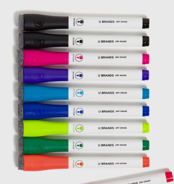 U Brands Bold & Bright Dry Erase Markers, 10 Pack; $19.98