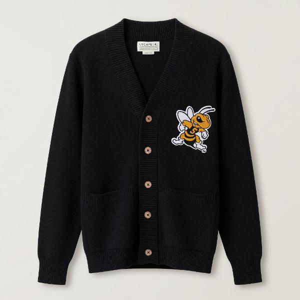 CARDIGAN - USCAPE BLK BUTTON UP "MASCOT"; $109.99