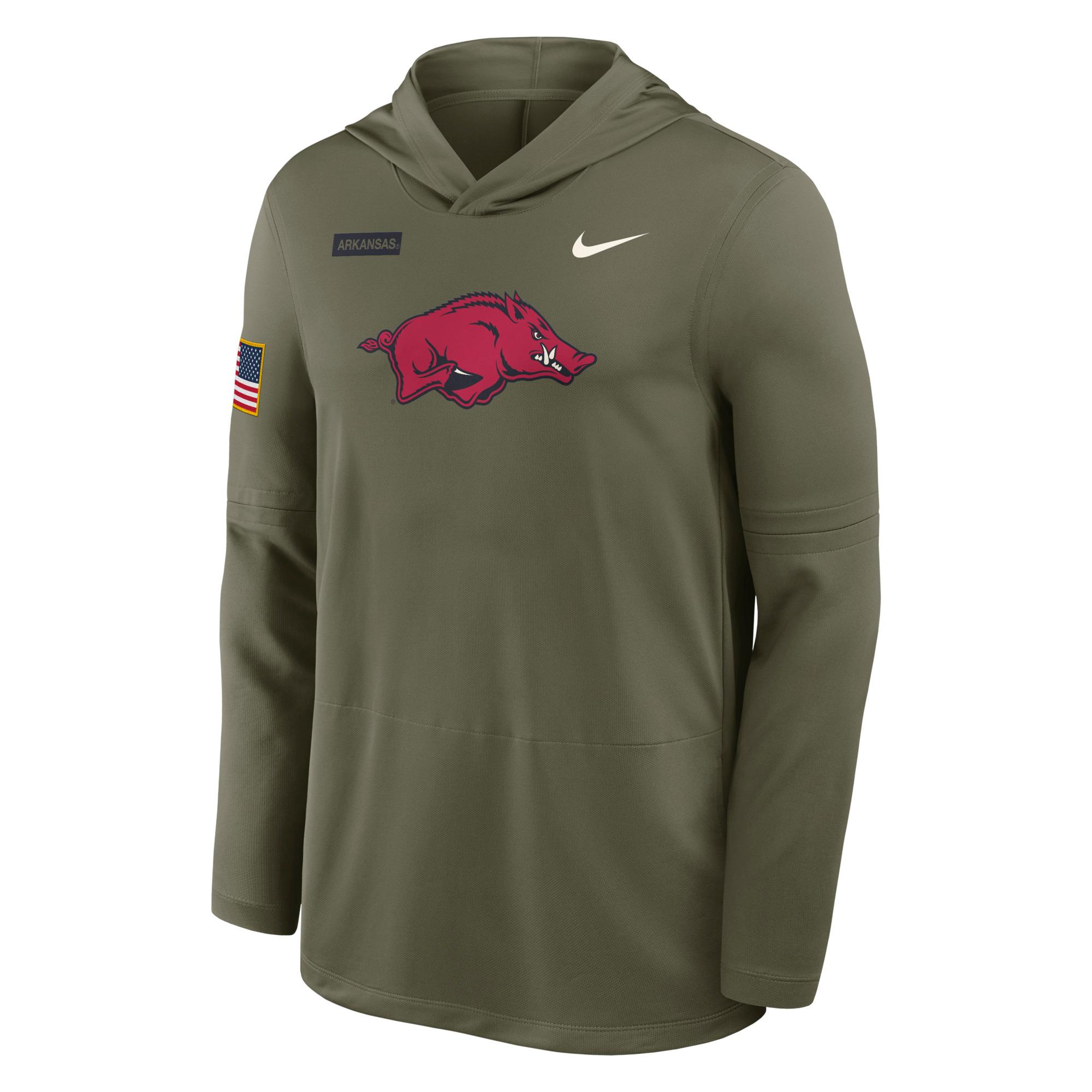 image of: Arkansas Razorbacks Men's Nike Military Dri-Fit Lightweight Hoodie Long Sleeve