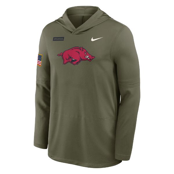 Arkansas Razorbacks Men's Nike Military Dri-Fit Lightweight Hoodie Long Sleeve; $85.00