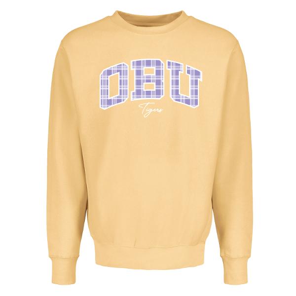 OBU Tigers Plaid Applique Pro-Weave Crew Sweatshirt; $54.99