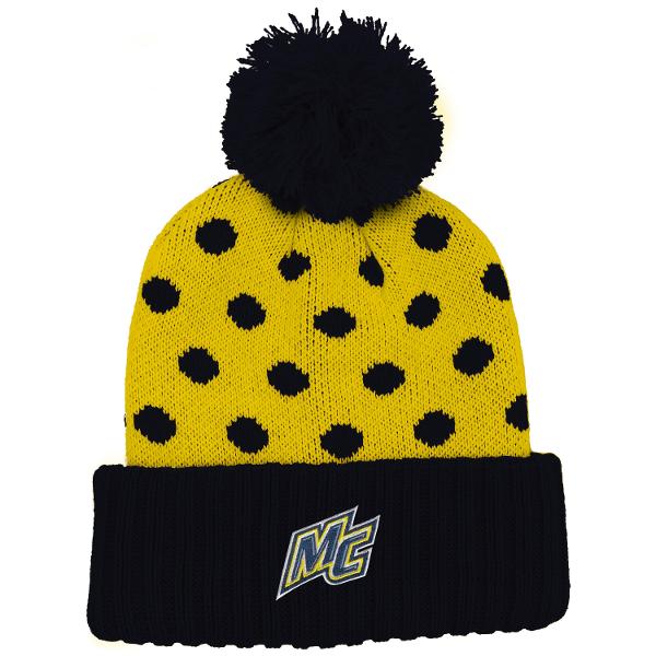 Navy & Yellow Dot PomPom Beanie; $26.99