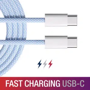 image of: CABLE 3' USB-C TO USB-C FAST BLUE