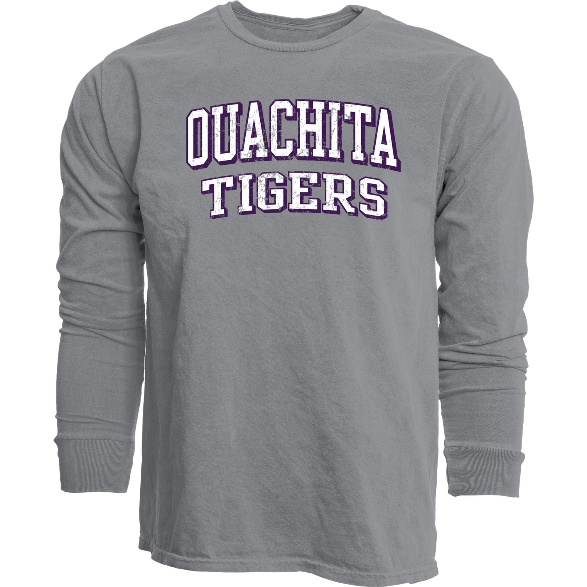 image of: Ouachita Tigers Blockbusted Dyed Ringspun Long Sleeve Tee