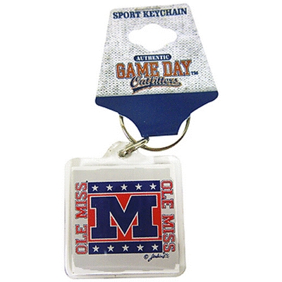 image of: Ole Miss M Lucite Square Keychain