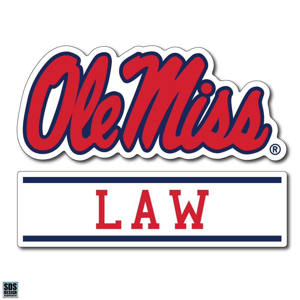 image of: Namedrop Ole Miss Script Vinyl Decal Law 3in