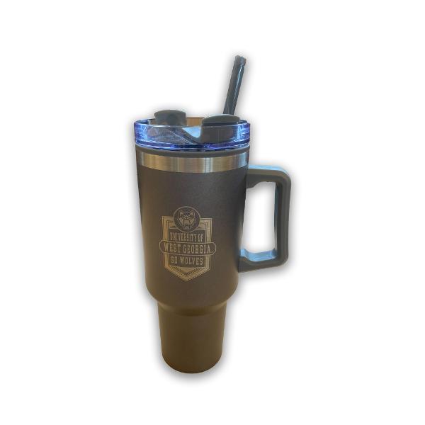 WOLF LOGO TRAVEL TUMBLER; $32.99