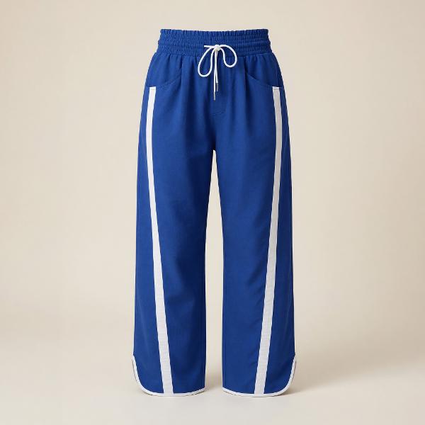 DRAWSTRING TRACK PANTS STRIPED WIDE LEG; $32.99
