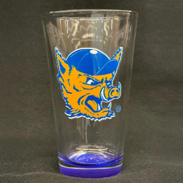 Pint Glass with Blue Bottom 16oz; $18.99