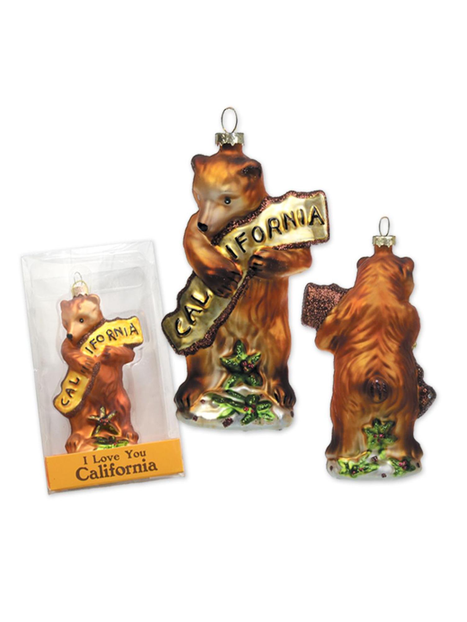 California Bear Hug Glass Ornament