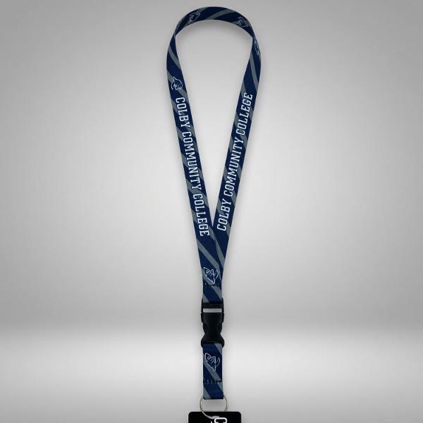 Slim double sided diagonal stripe lanyard; $8.50