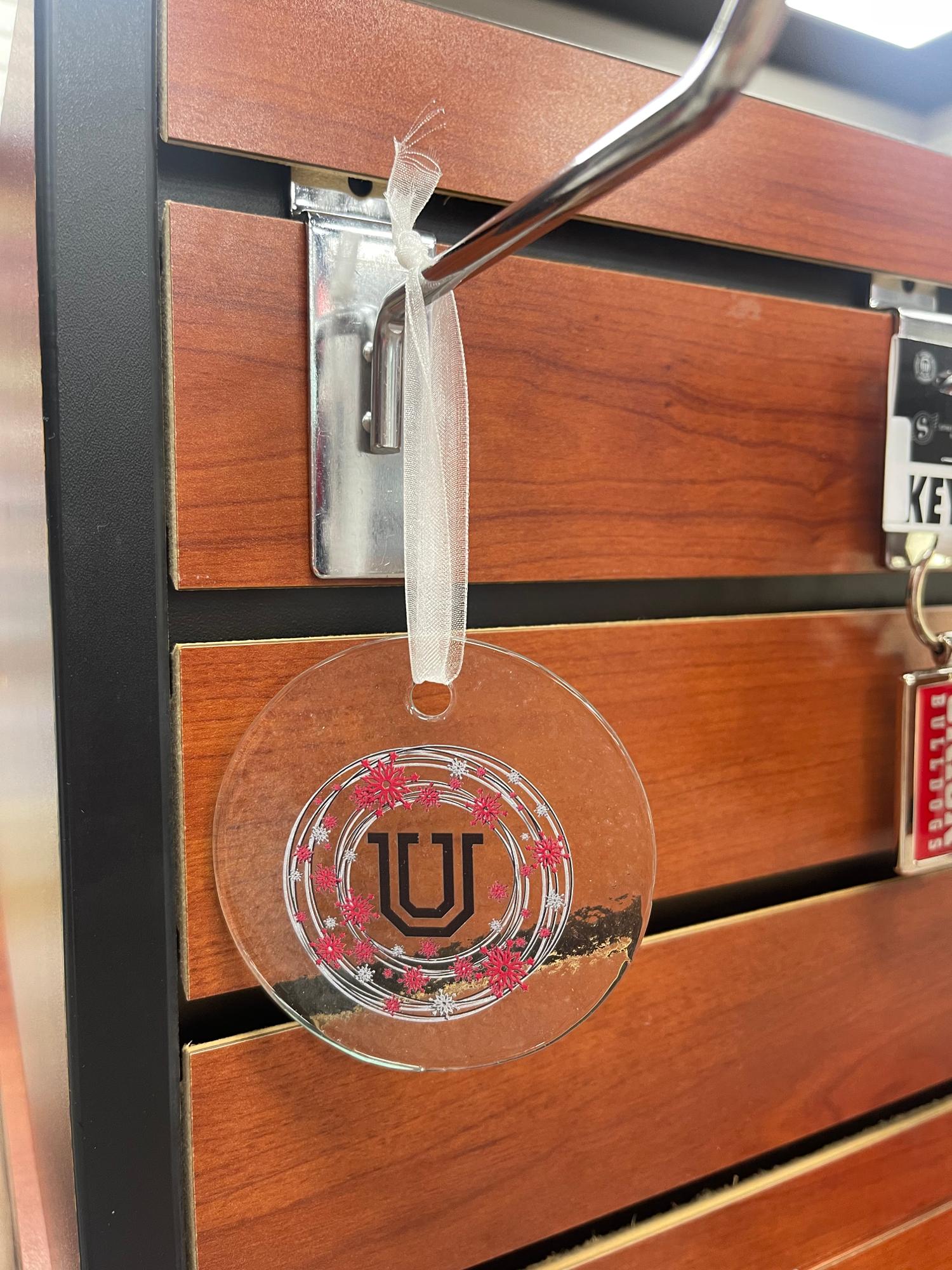 image of: Union Bulldogs Hammered Glass Circle Ornament