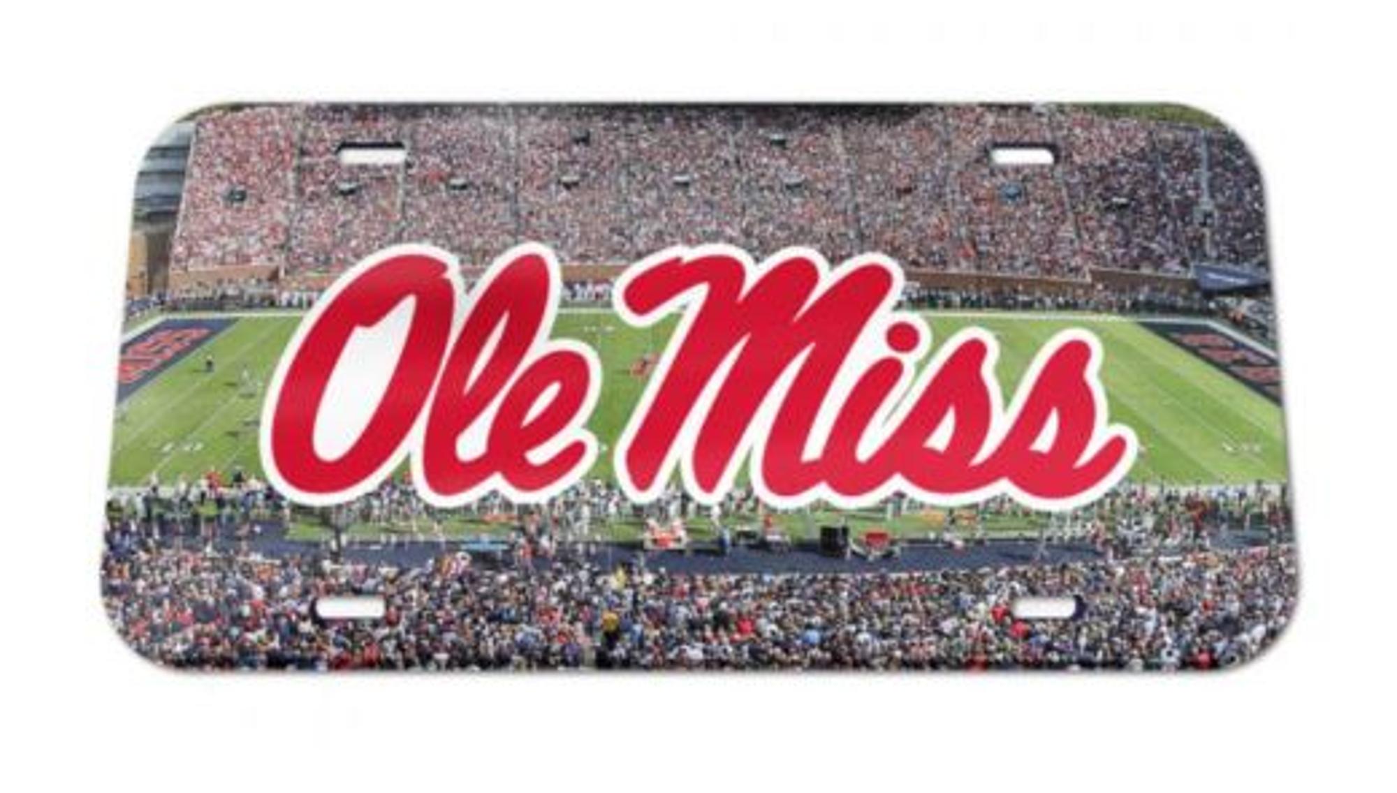 image of: Ole Miss Acrylic Specialty Tag Football Field License Plate