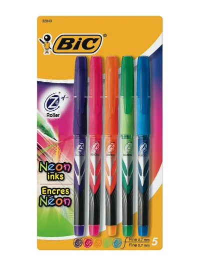 image of: BIC Neon Roller Ink Pens- 5 pack
