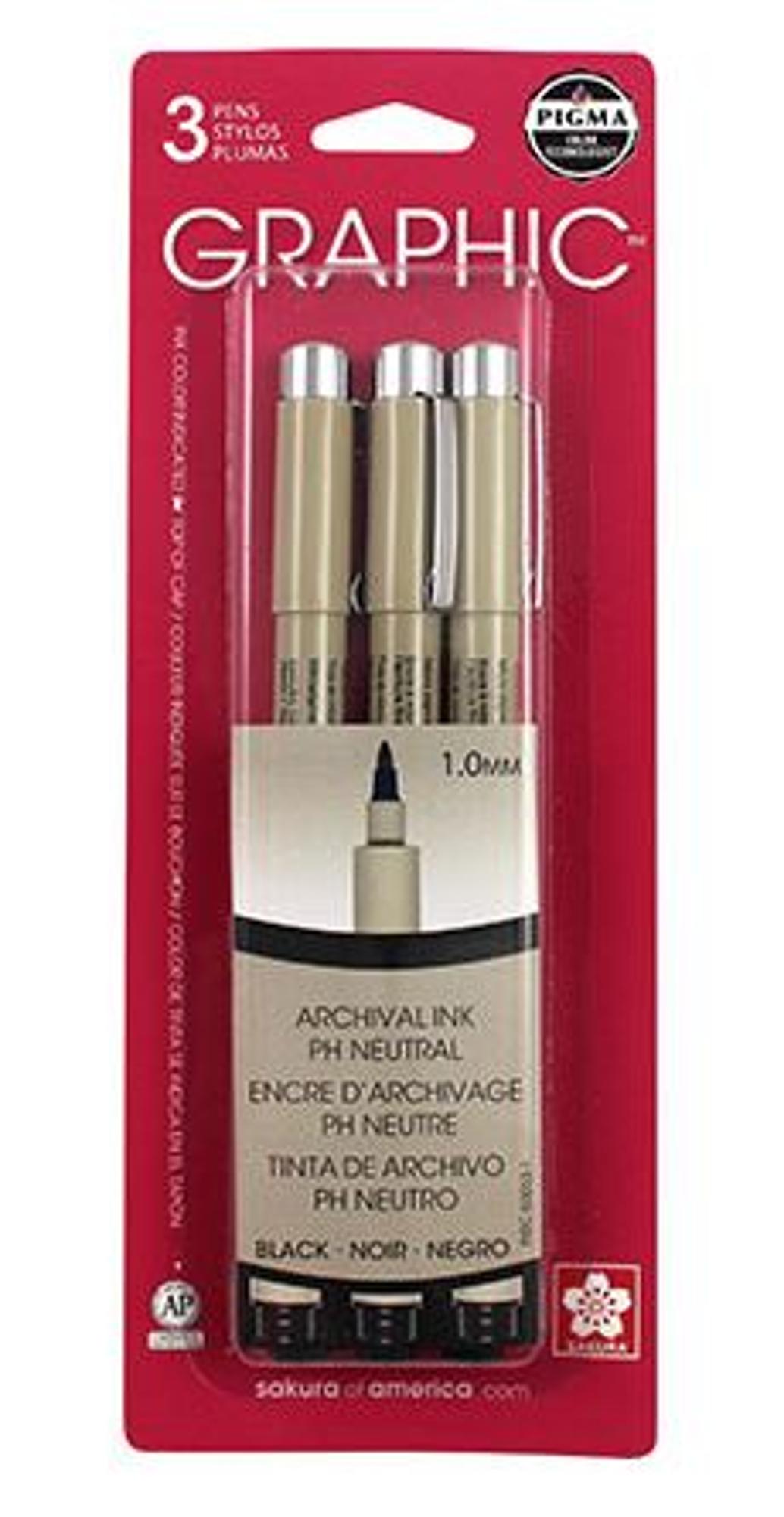 image of: Pigma Graphic Bullet Pen 1mm Black 3pk