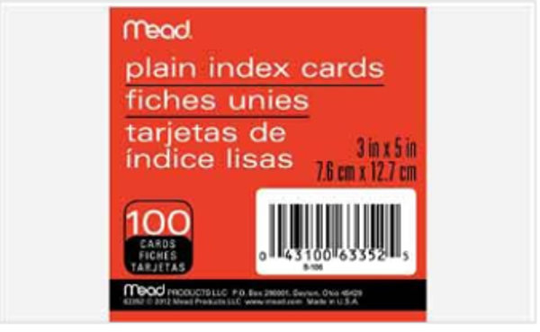 Mead Plain Index Cards - 100 pk; $1.49