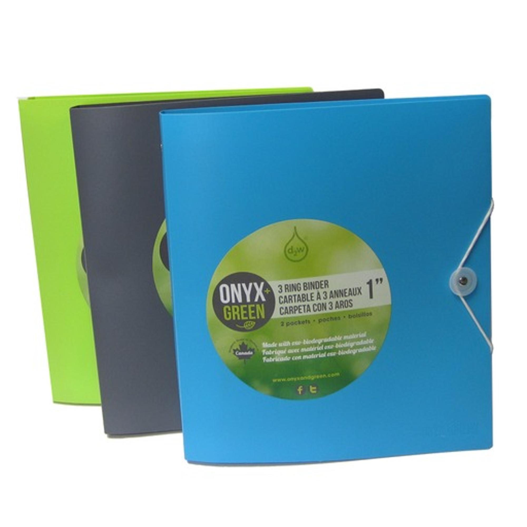 Product image 1 of 1 for 1" binder, 3-ring w/boosters, inside pockets, elastic closure, D2W, asstd colors