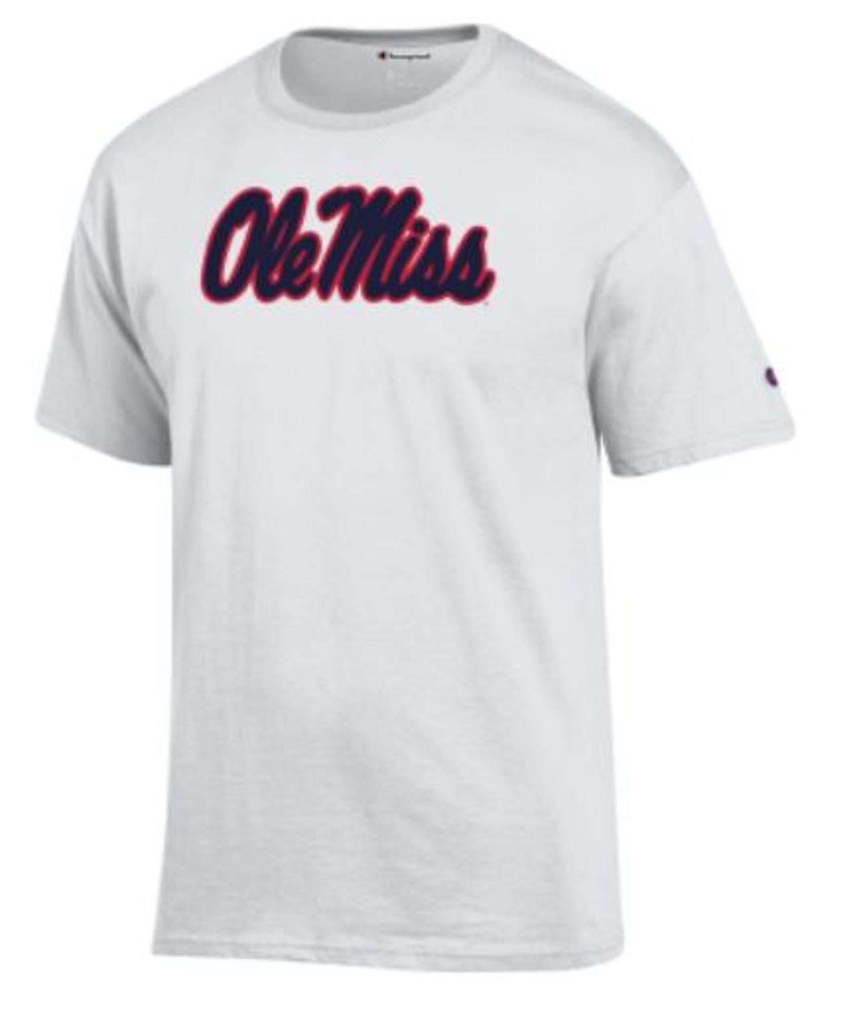 image of: Ole MIss Script Navy Ink Short Sleeve Tee