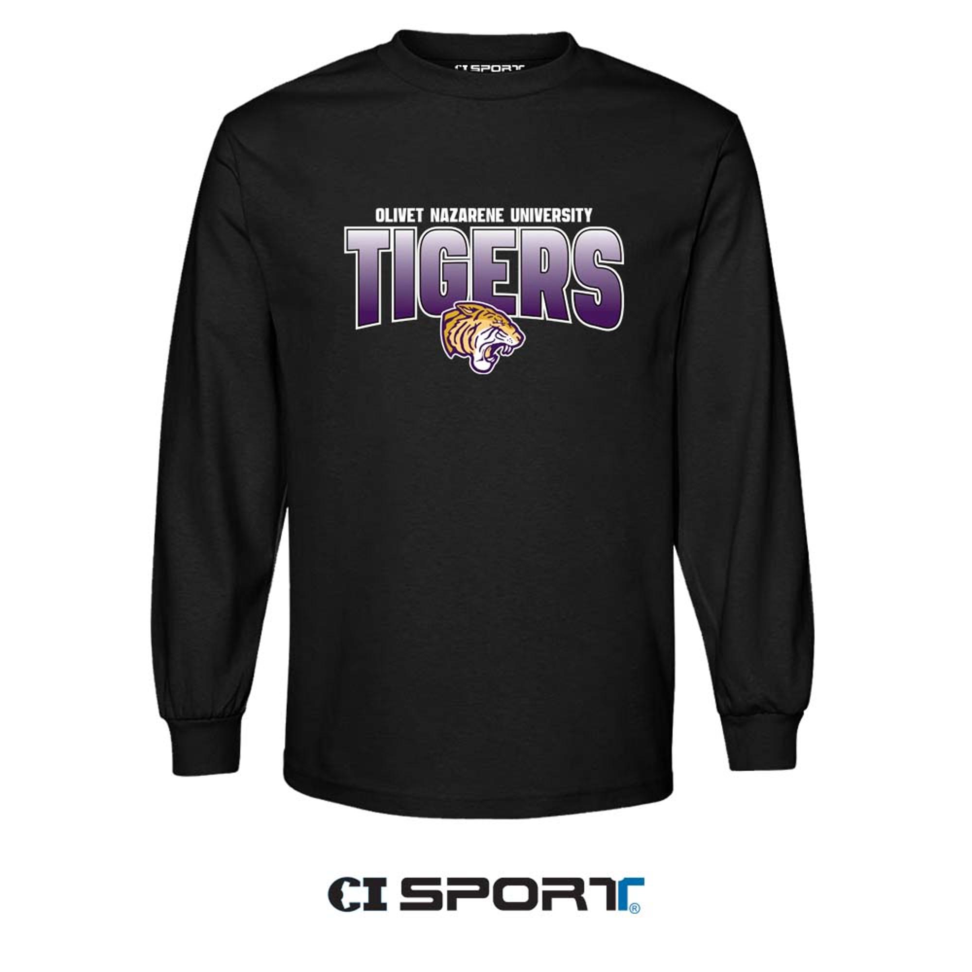 Product image 1 of 2 for Olivet Nazarene Tigers Ombre Long Sleeve Tee, Black