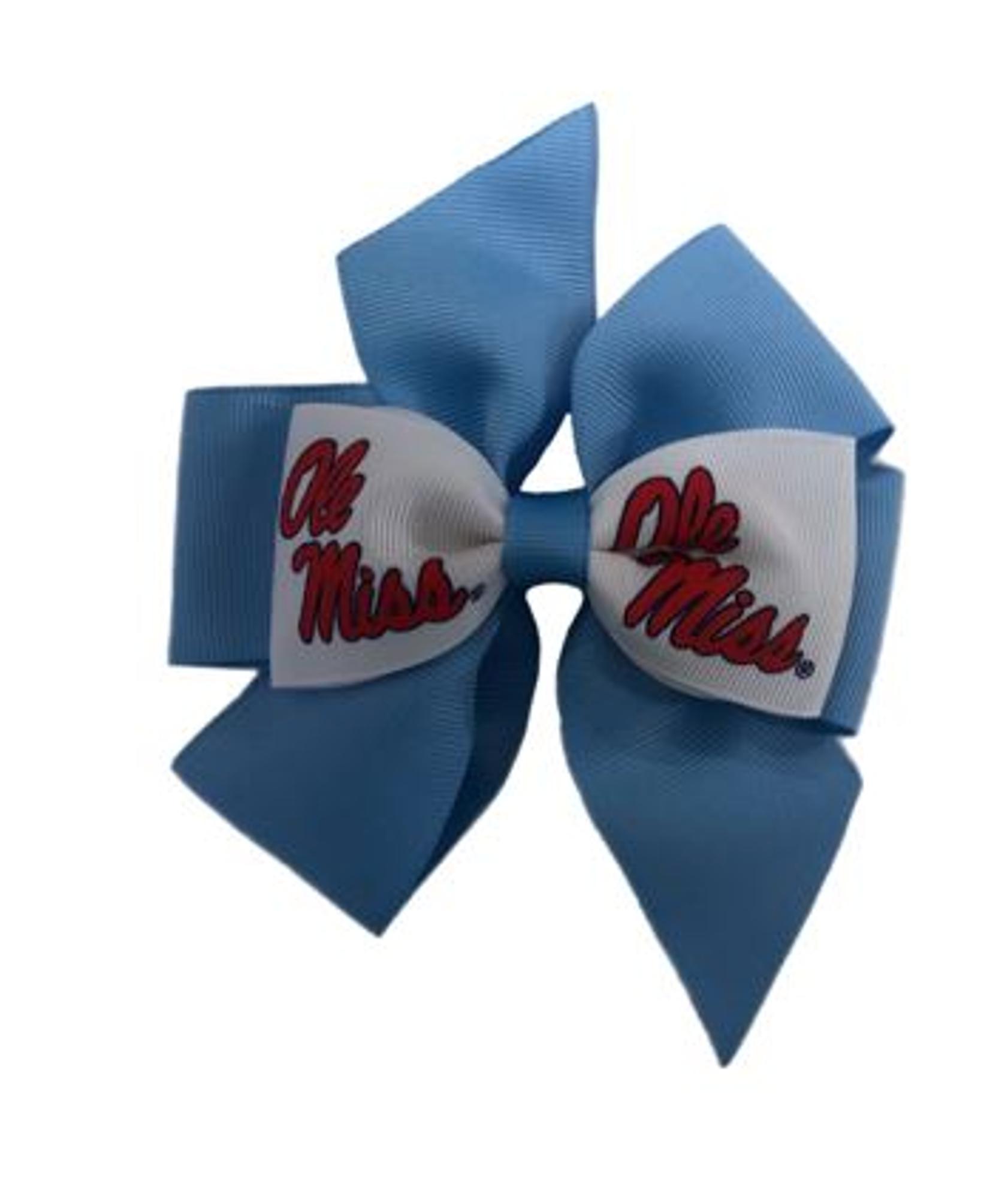 image of: Ole Miss Fan Hair Bow 4in Powder Blue