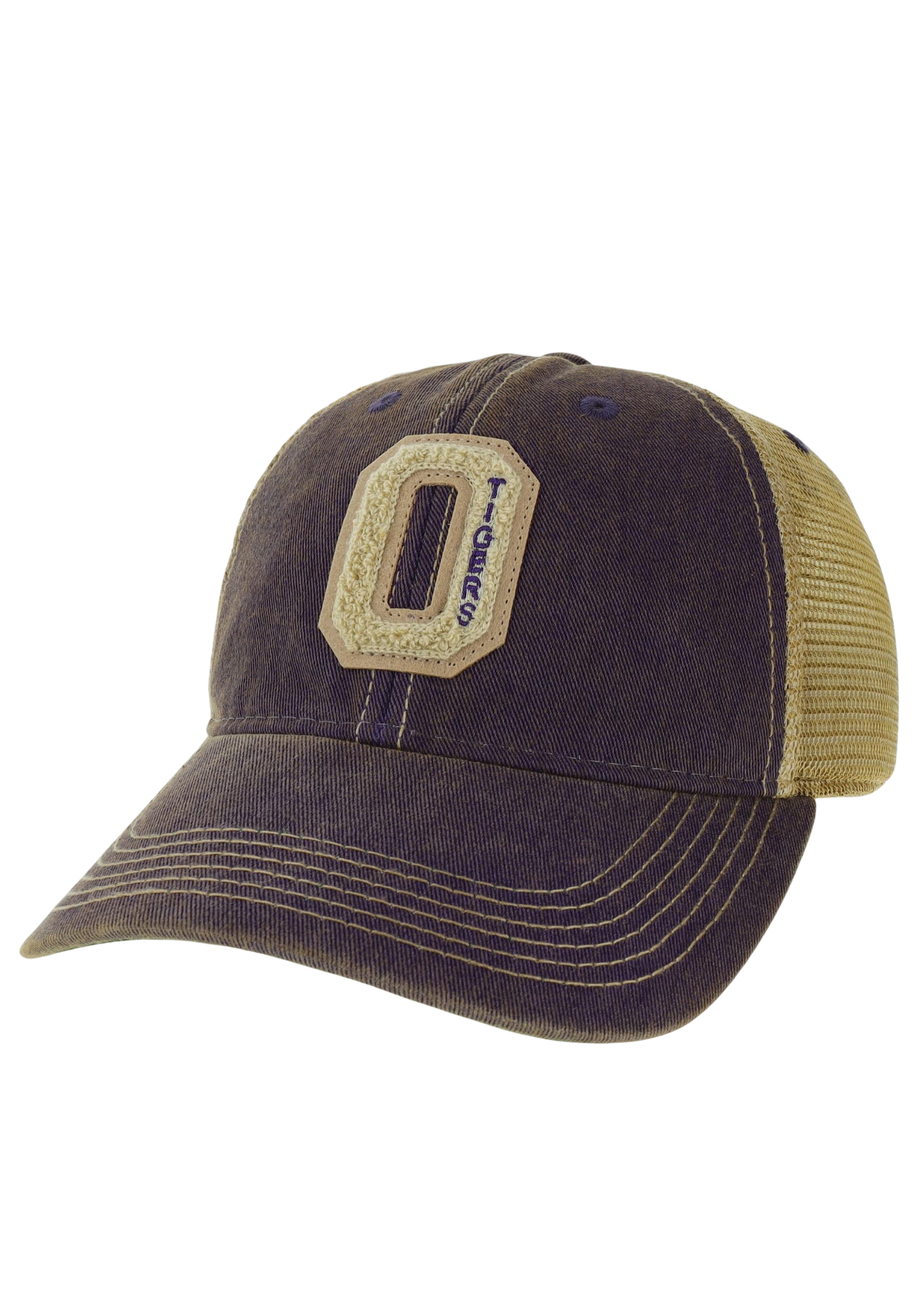 image of: Ouachita Tigers Vintage OFA Trucker Hat, Purple and Tan