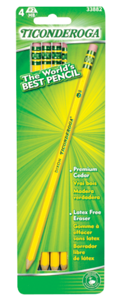 Ticonderoga #2 Woodcase Pencils, 4 Pack, Sharpened; $2.99