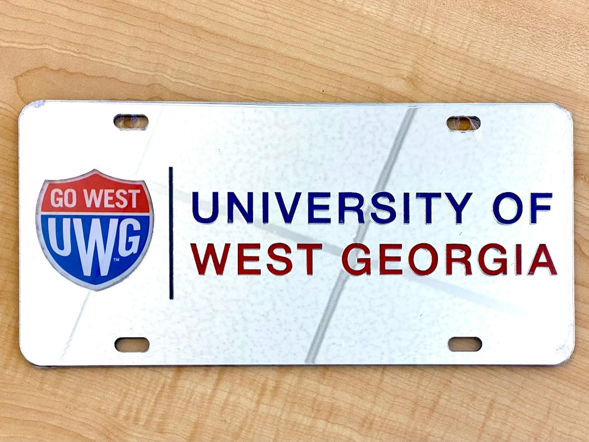 image of: UWG SHIELD/UNIVERSITY OF WEST GEORGIA TEXT LICENSE PLATE