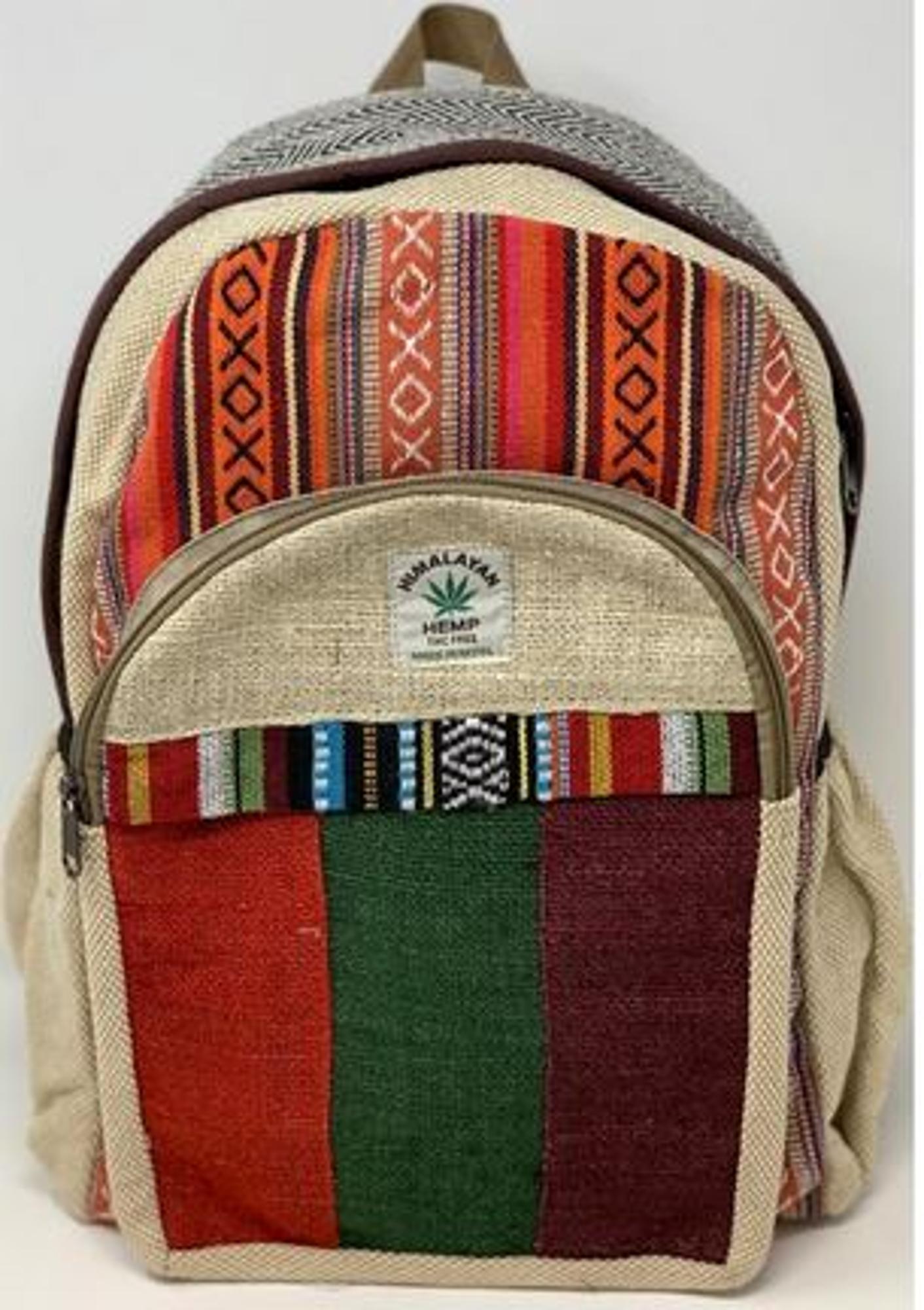 image of: -Rising "Sisne" Handmade Hemp Backpack - Warm Earth Tones