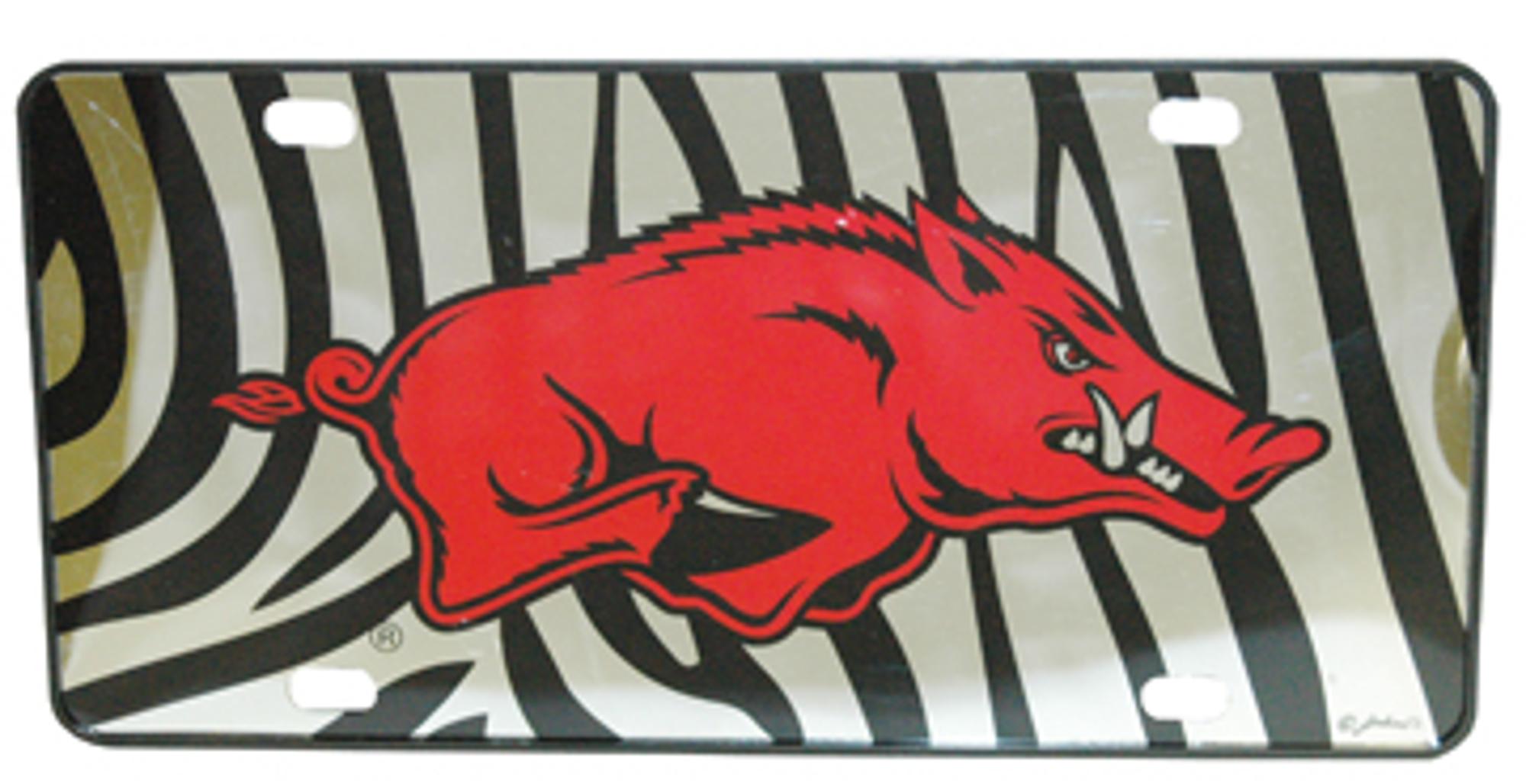 image of: Arkansas Razorbacks Zebra Jenkins Logo Crystal Mirror License Plate