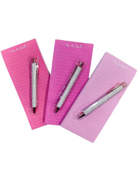 BLUSH TONES TO DO LIST PAD & PEARL GLITTER PEN GIFT BUNDLE SET; $7.50